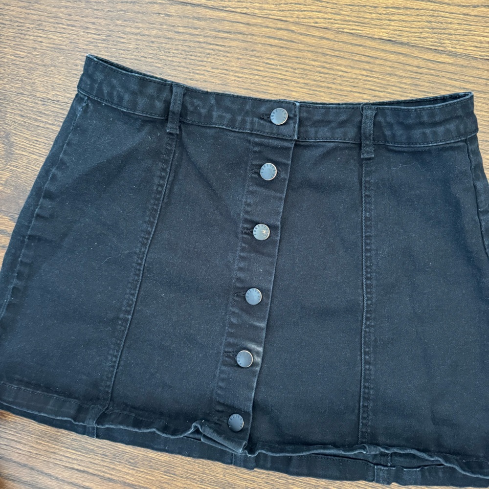Black denim skirt